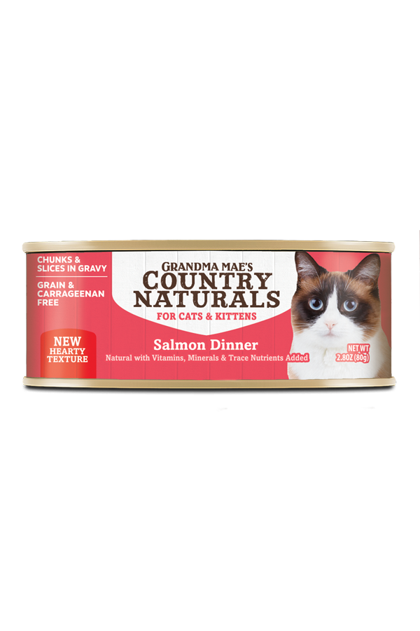Grandma Mae's Country Naturals Slices in Gravy Dinner Canned Cat Food Salmon Slices 24ea/2.8 oz 856235007969