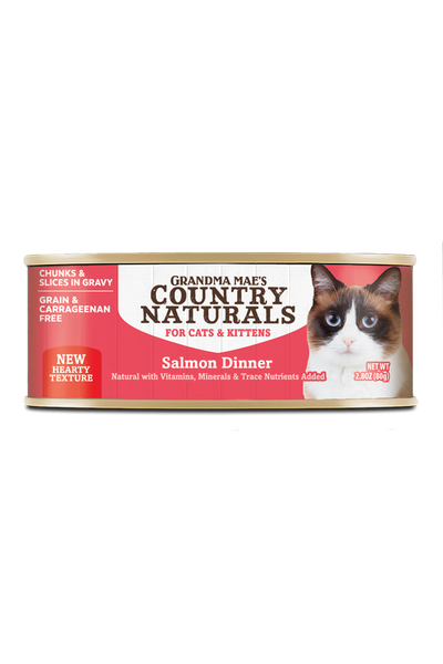 Grandma Mae's Country Naturals Slices in Gravy Dinner Canned Cat Food Salmon Slices 24ea/2.8 oz 856235007969