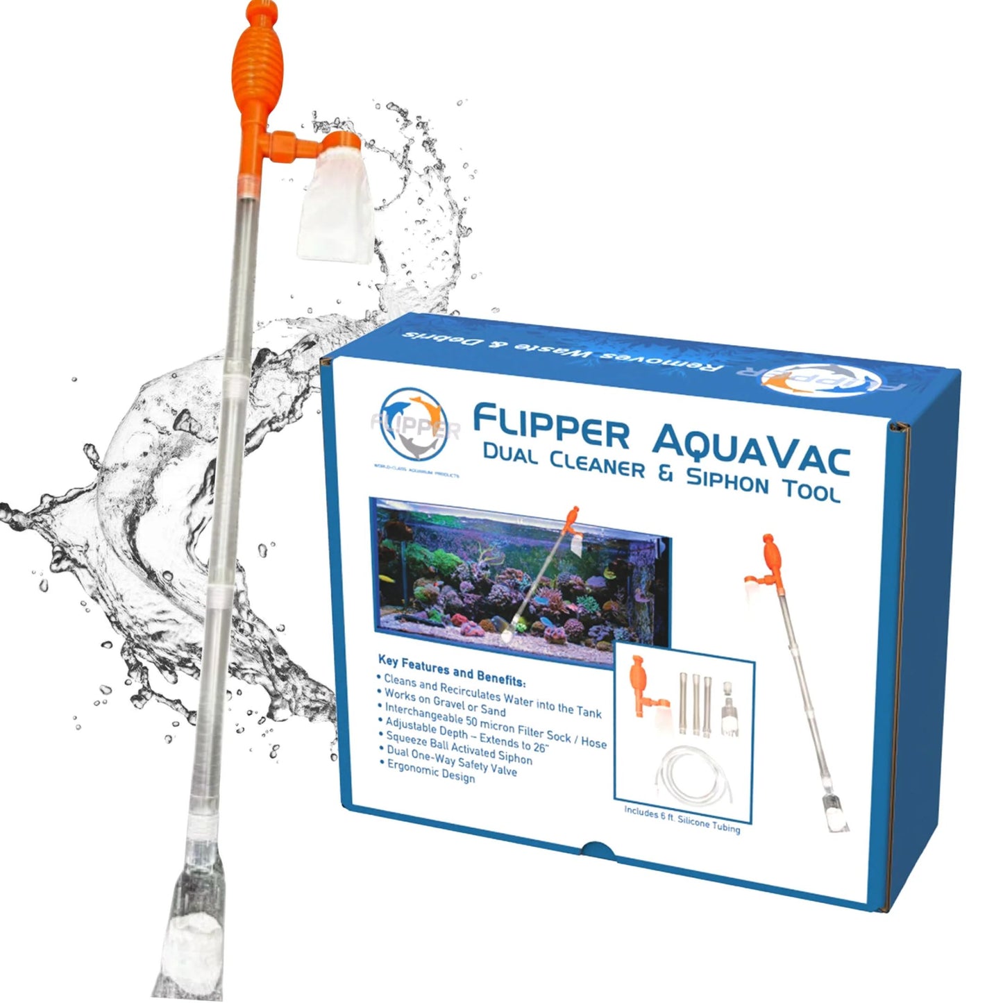 Flipper Cleaner Aquavac Dual Cleaner & Siphon Tool 724994195732