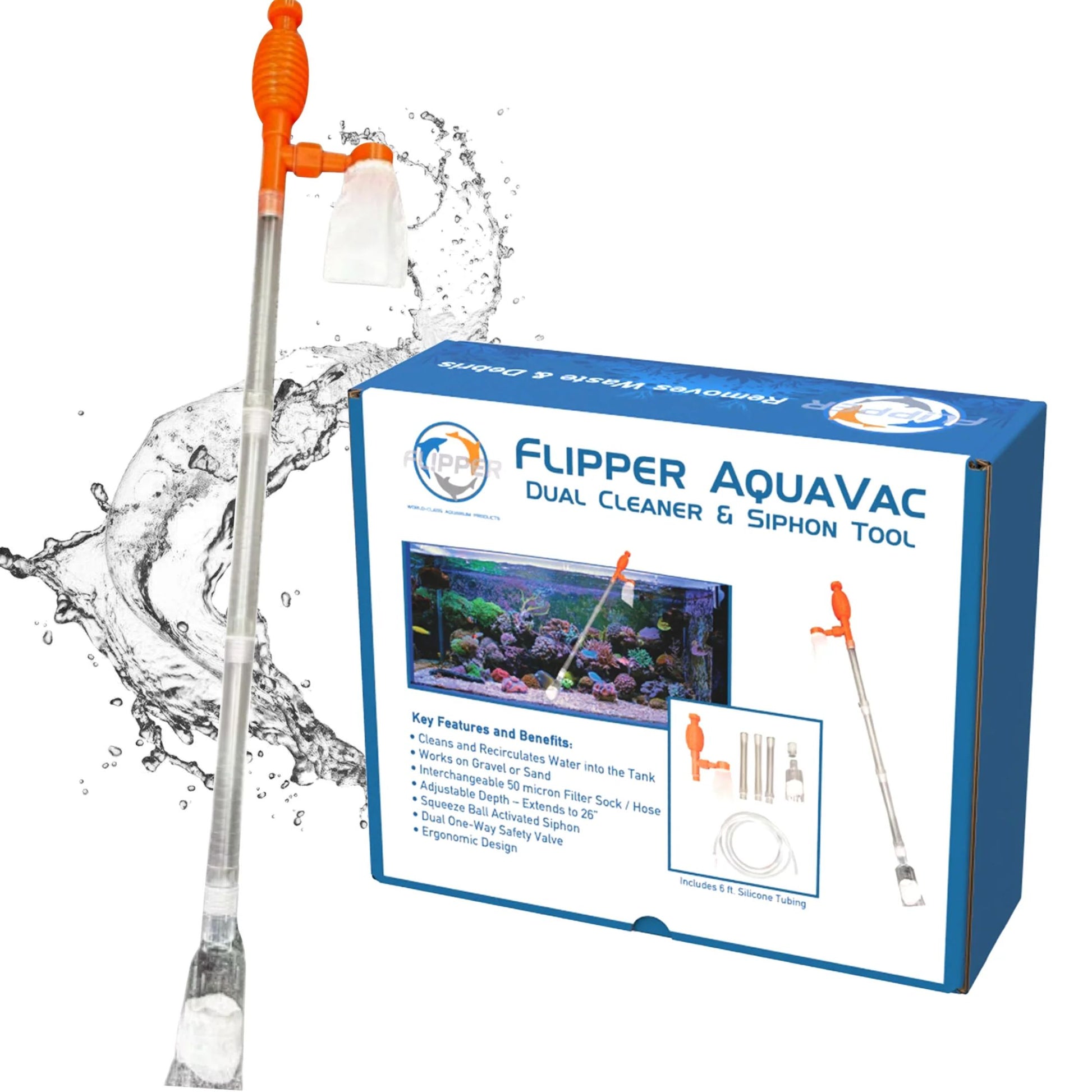 Flipper Cleaner Aquavac Dual Cleaner & Siphon Tool 724994195732