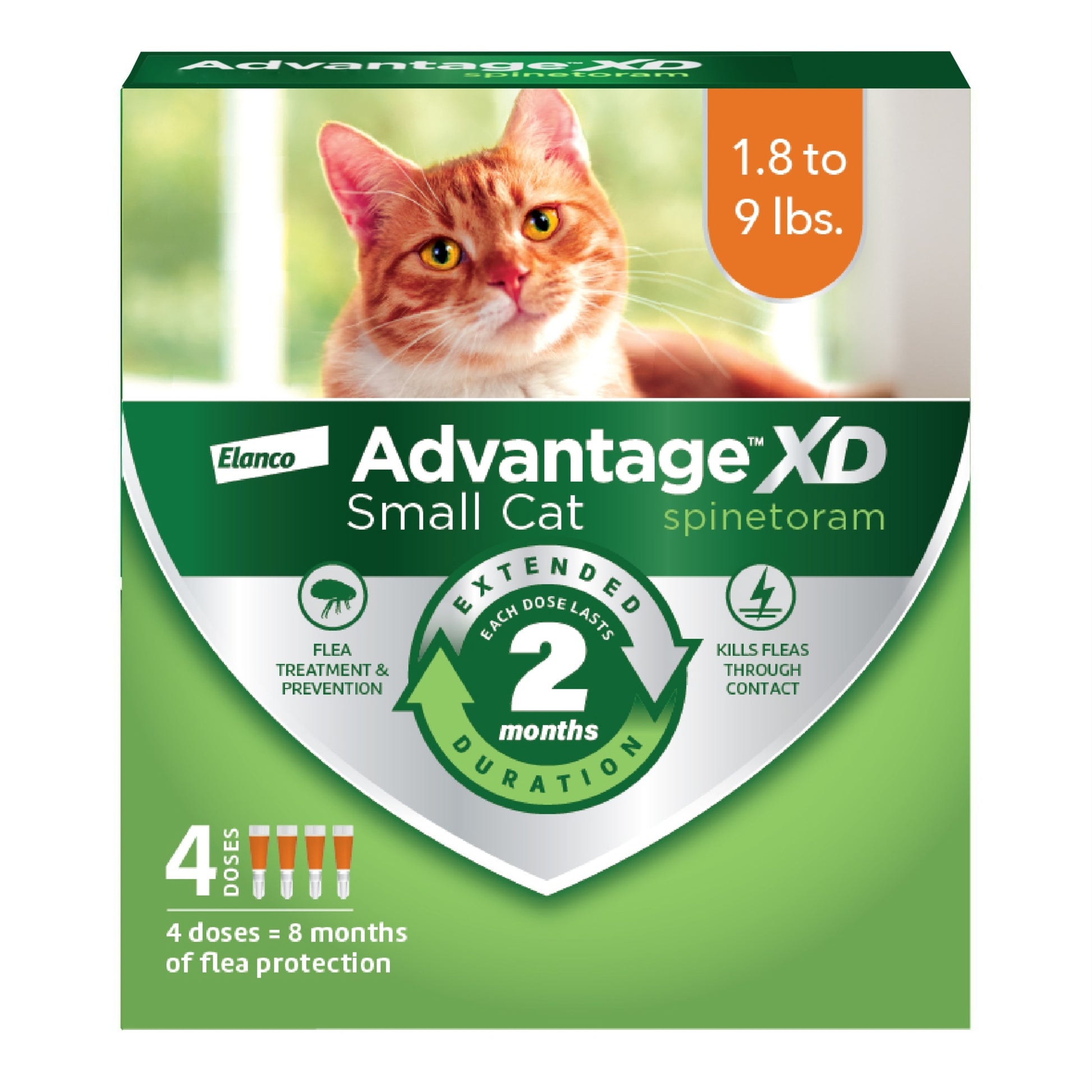 Elanco Advantage XD Topical Flea Protection for Cats 4 doses (8 months of protection) SmallCats (1.8-9 Lbs) 727804567507