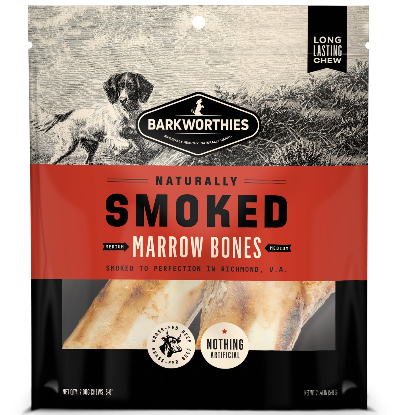 Barkworthies Smoked Marrow Bones Dog Treat 5-6In/2 ct 840139131769