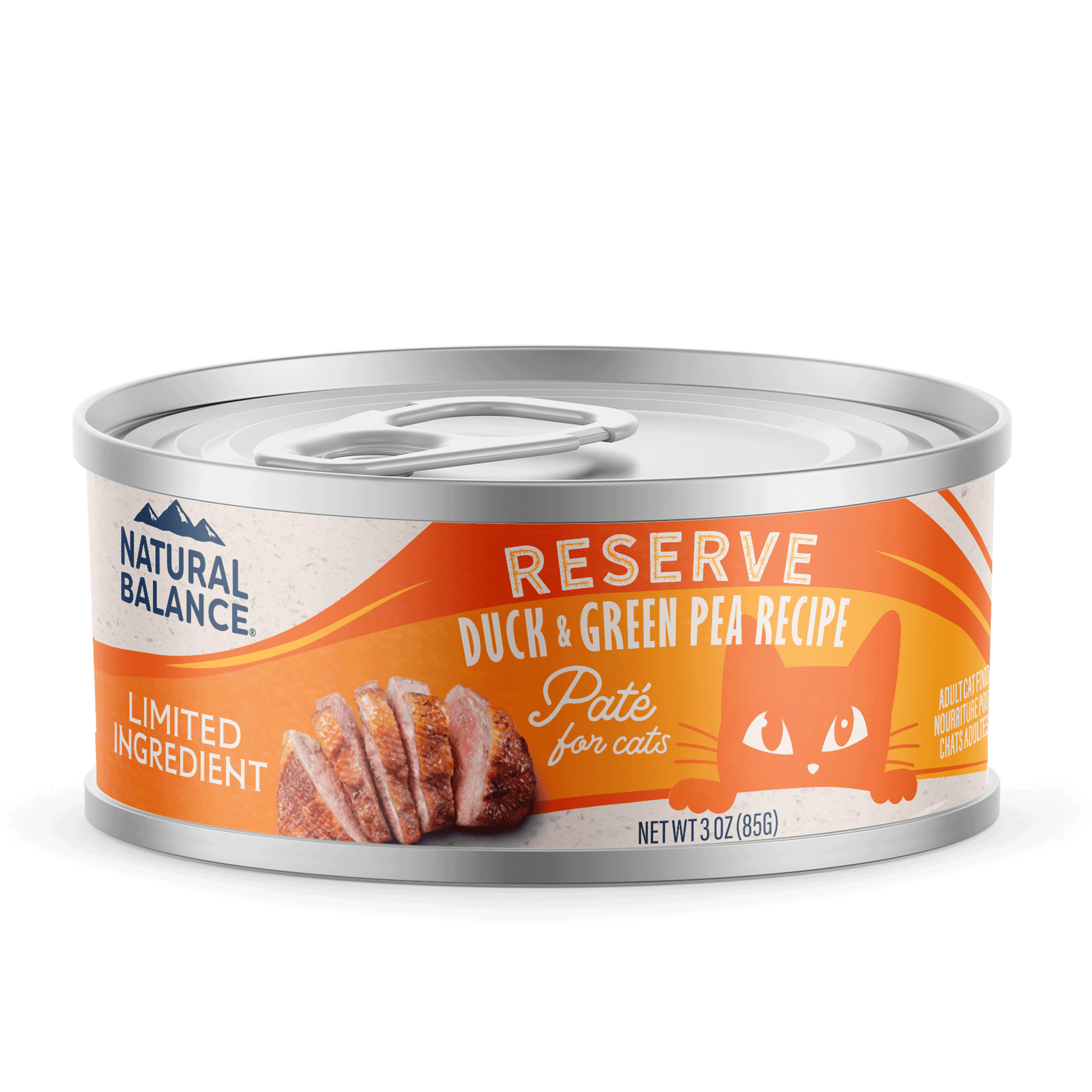 Natural Balance Pet Foods Limited Ingredient Pate Canned Cat Food RESERVE Duck & Green Pea 24ea/3 oz 723633006729