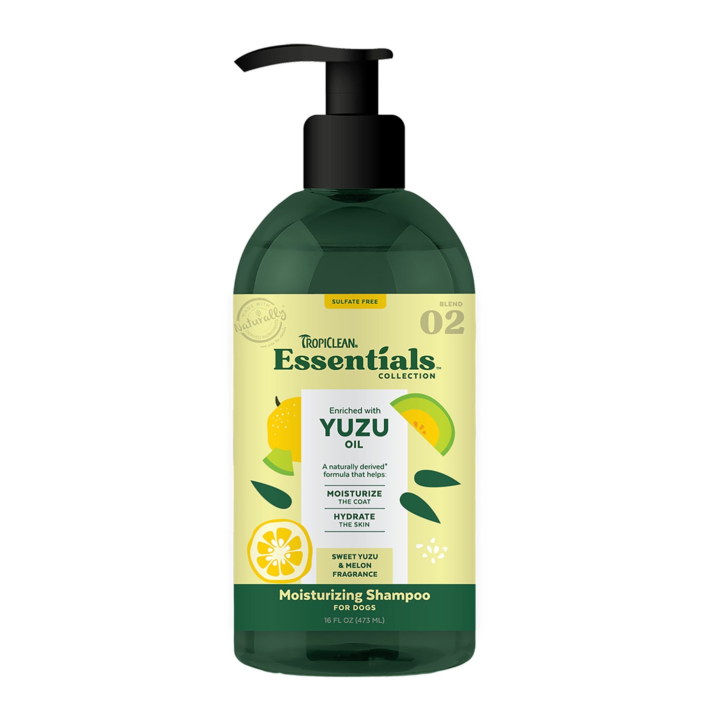 TropiClean Essentials Yuzu Fruit Shampoo for Dogs 16 oz 645095004177