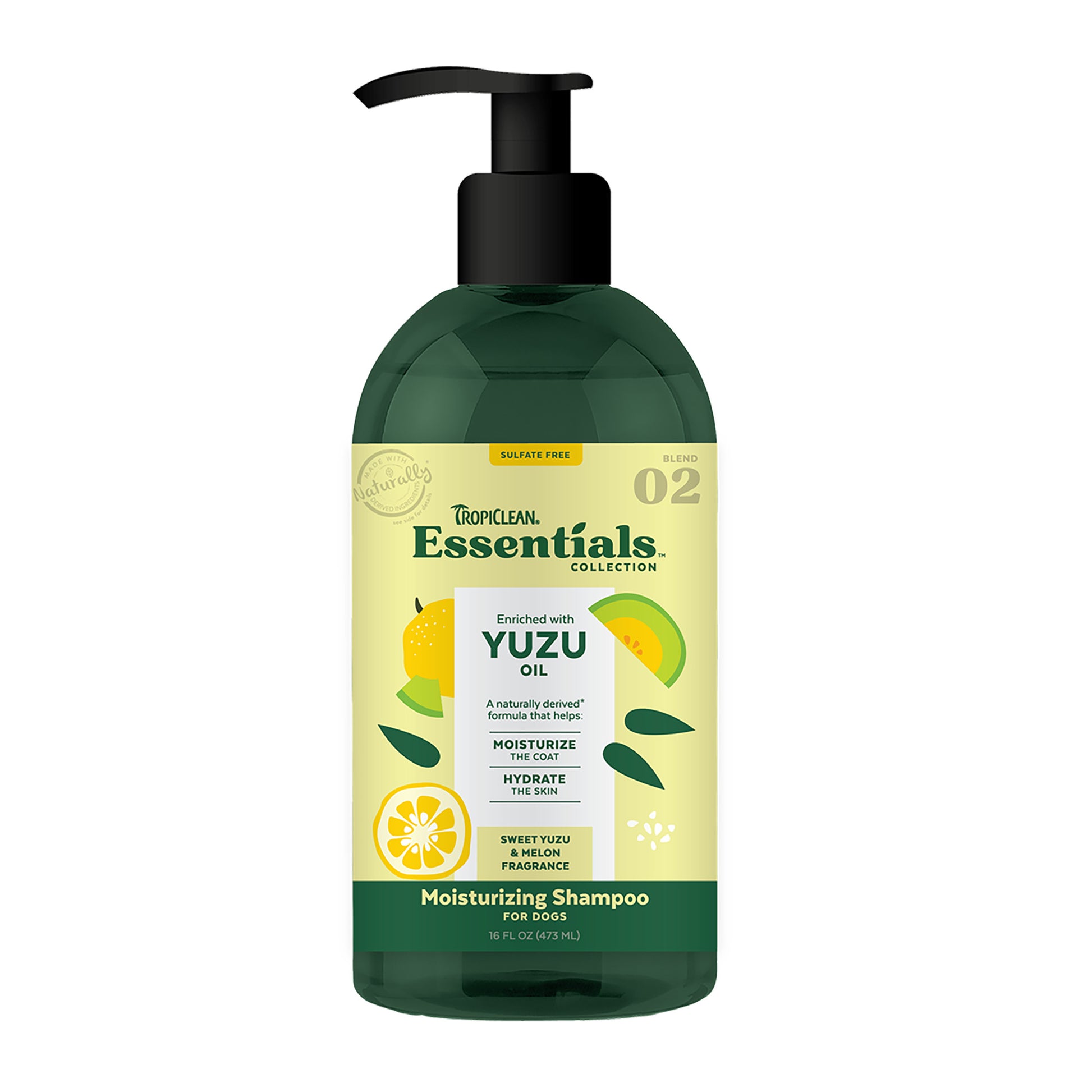 TropiClean Essentials Yuzu Fruit Shampoo for Dogs 16 oz 645095004177