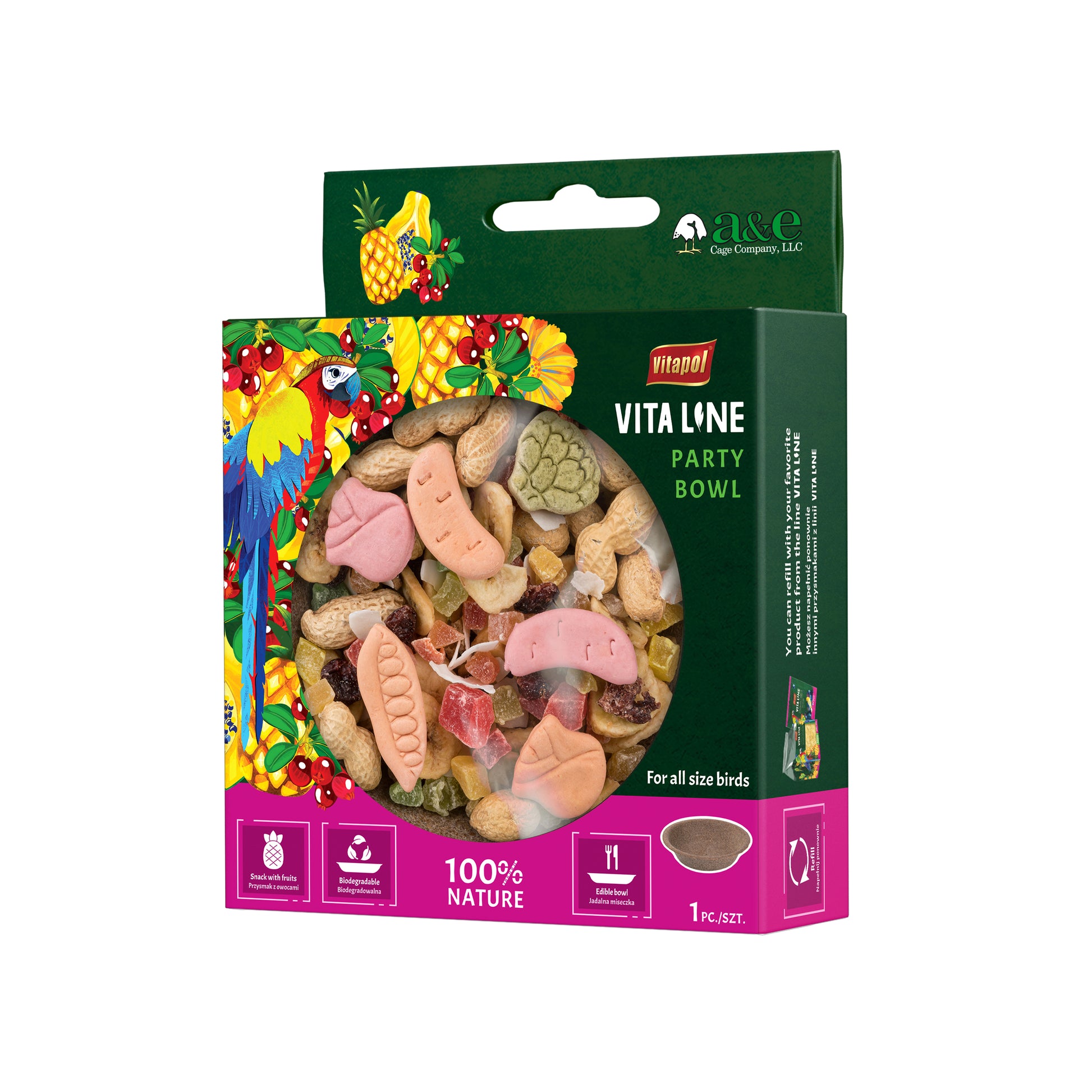 A & E Cages Vitapol Vita Line Party Bowl Bird Treat 100 g 644472001754