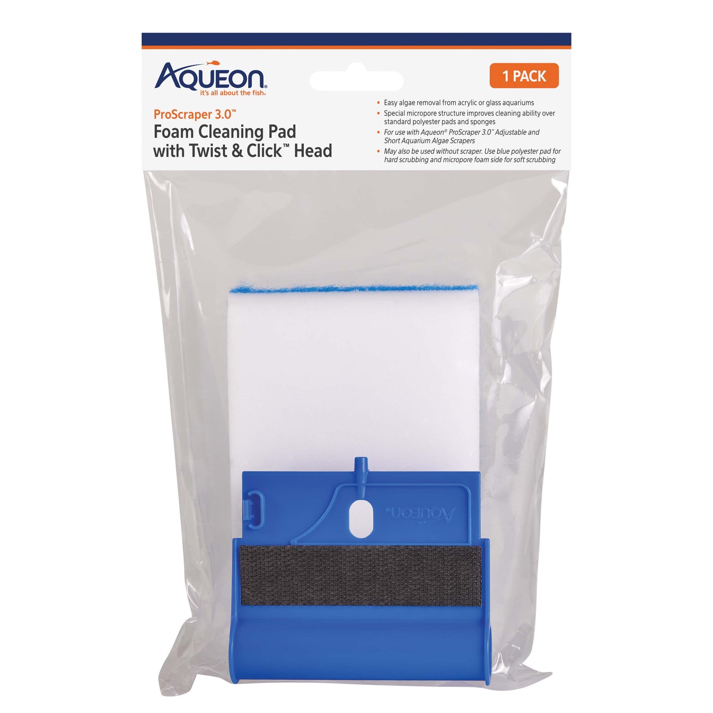 Aqueon ProScraper 3.0™ Foam Cleaning Pad & Twist & Click™ Head 015905002363