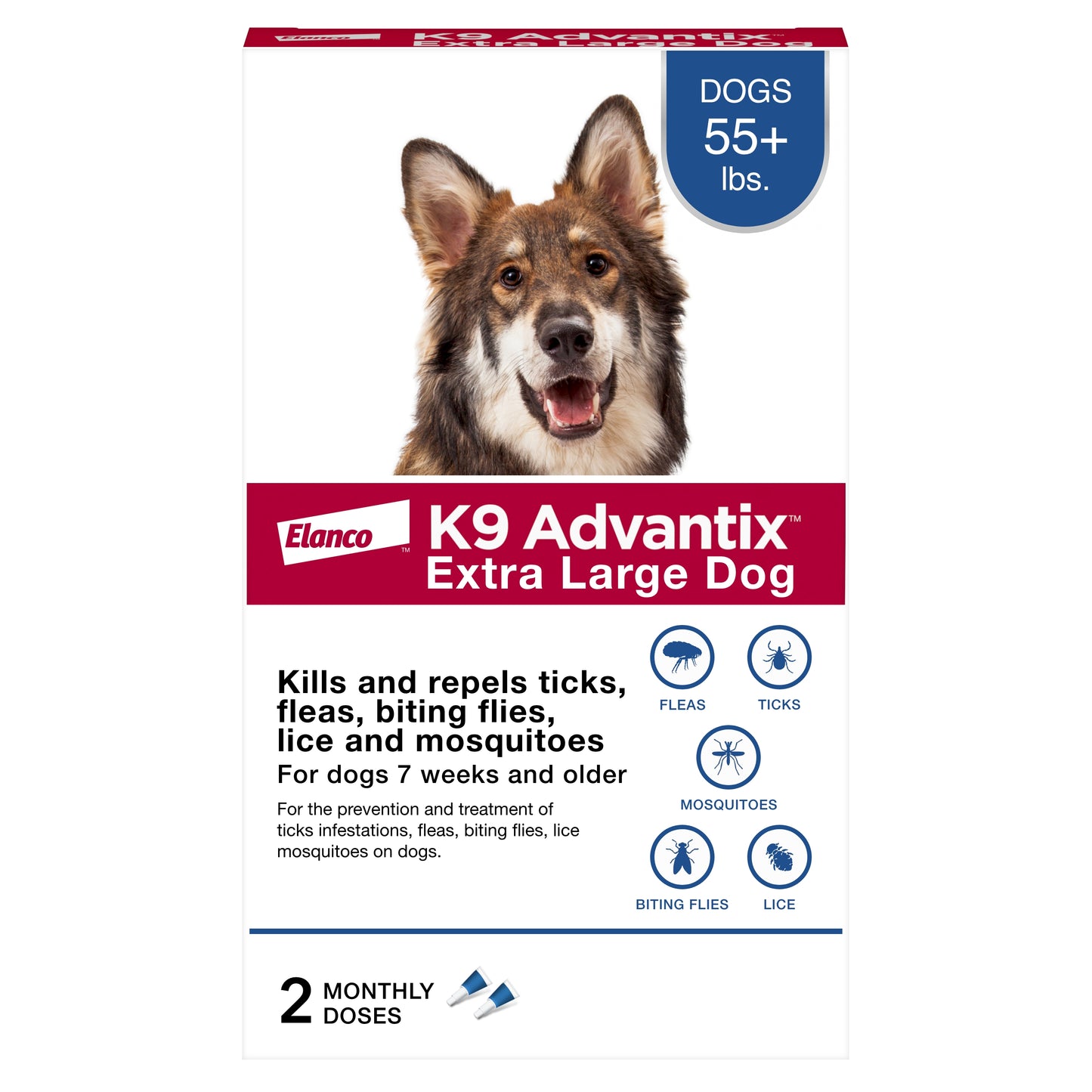 Elanco K9 Advantix Topical Flea & Tick Treatment & Prevention for Dogs 2-Month Supply X-Large Dogs (Over 55Lbs) 727804566562