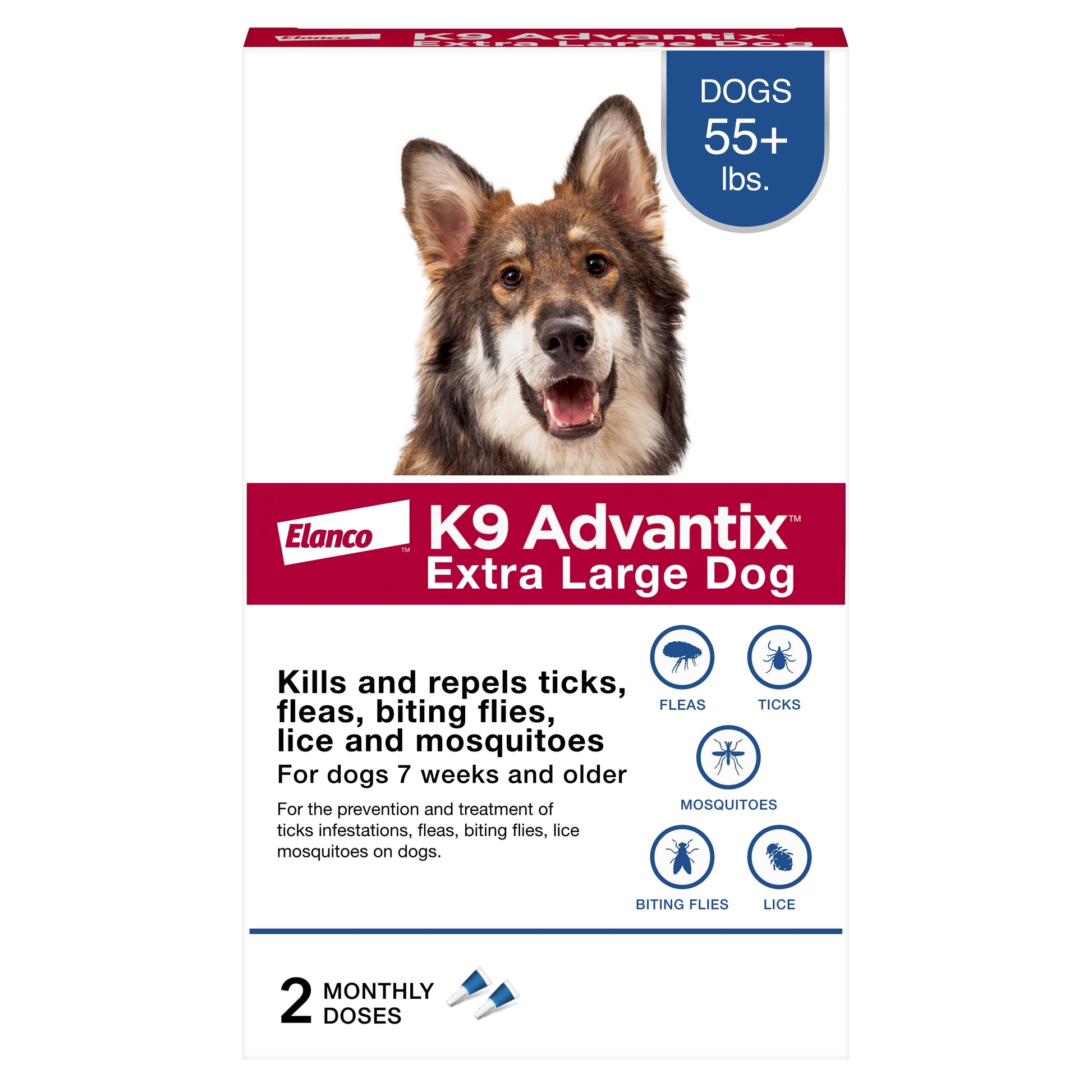 Elanco K9 Advantix Topical Flea & Tick Treatment & Prevention for Dogs 2-Month Supply X-Large Dogs (Over 55Lbs) 727804566562