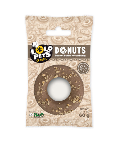 A & E Cages LoLo Pets Bakery Gourmet Donut Dog Treat Peanut Butter 644472006162