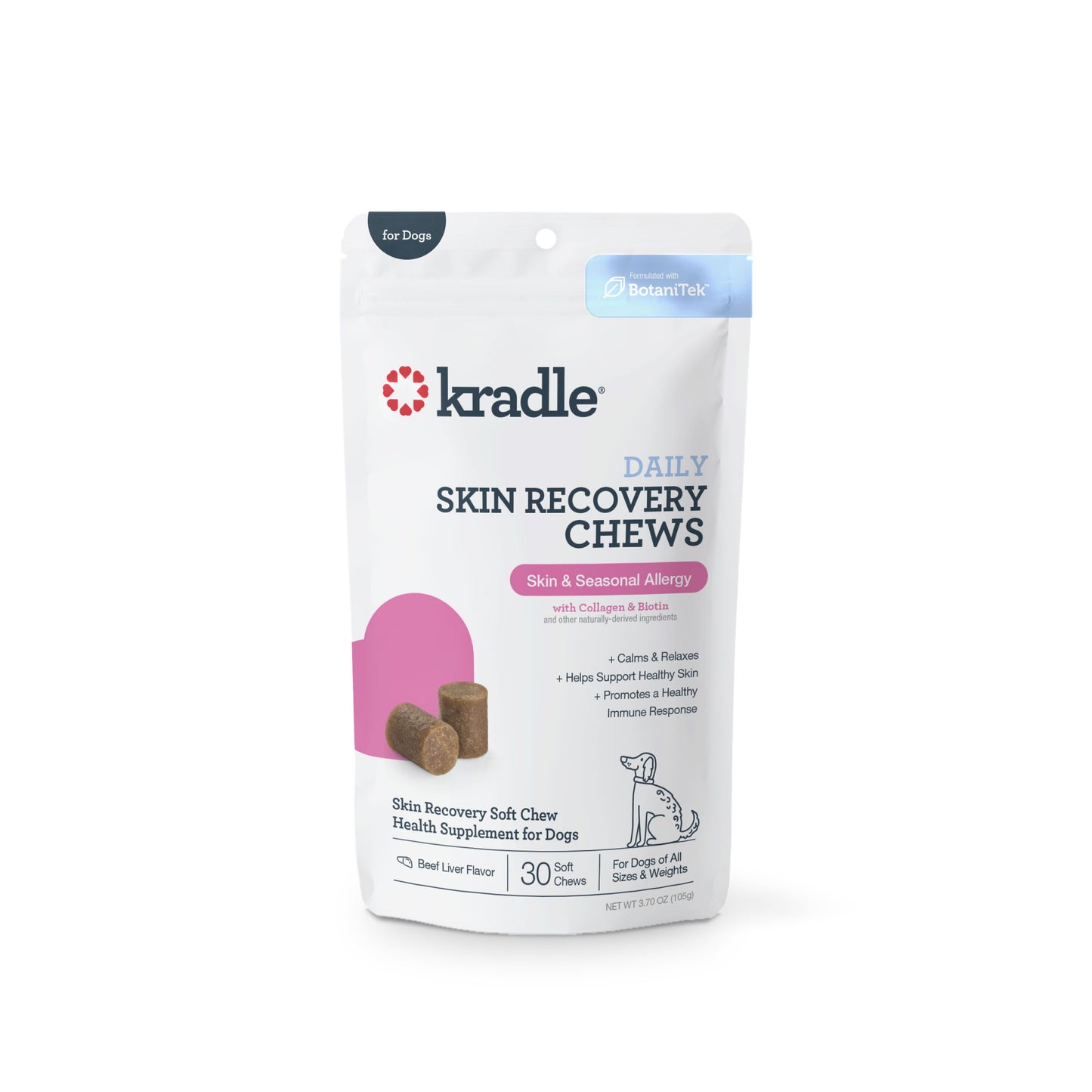Kradle Kradle Daily Skin Recovery Soft Chews Supplement for Dogs Beef 30 ct 850038315726