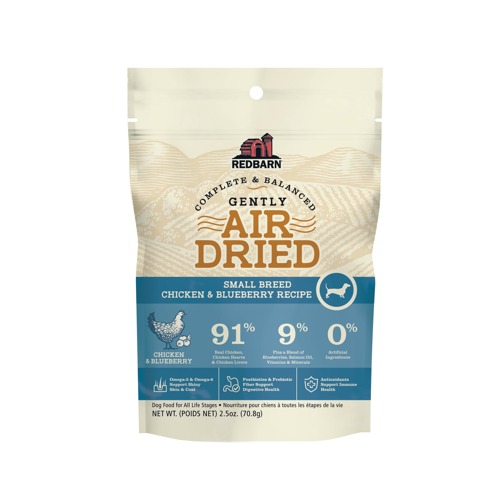 Redbarn Pet Products Air-Dried Small Breed Dog Food Chicken & Blueberry 2.5 oz 785184126301