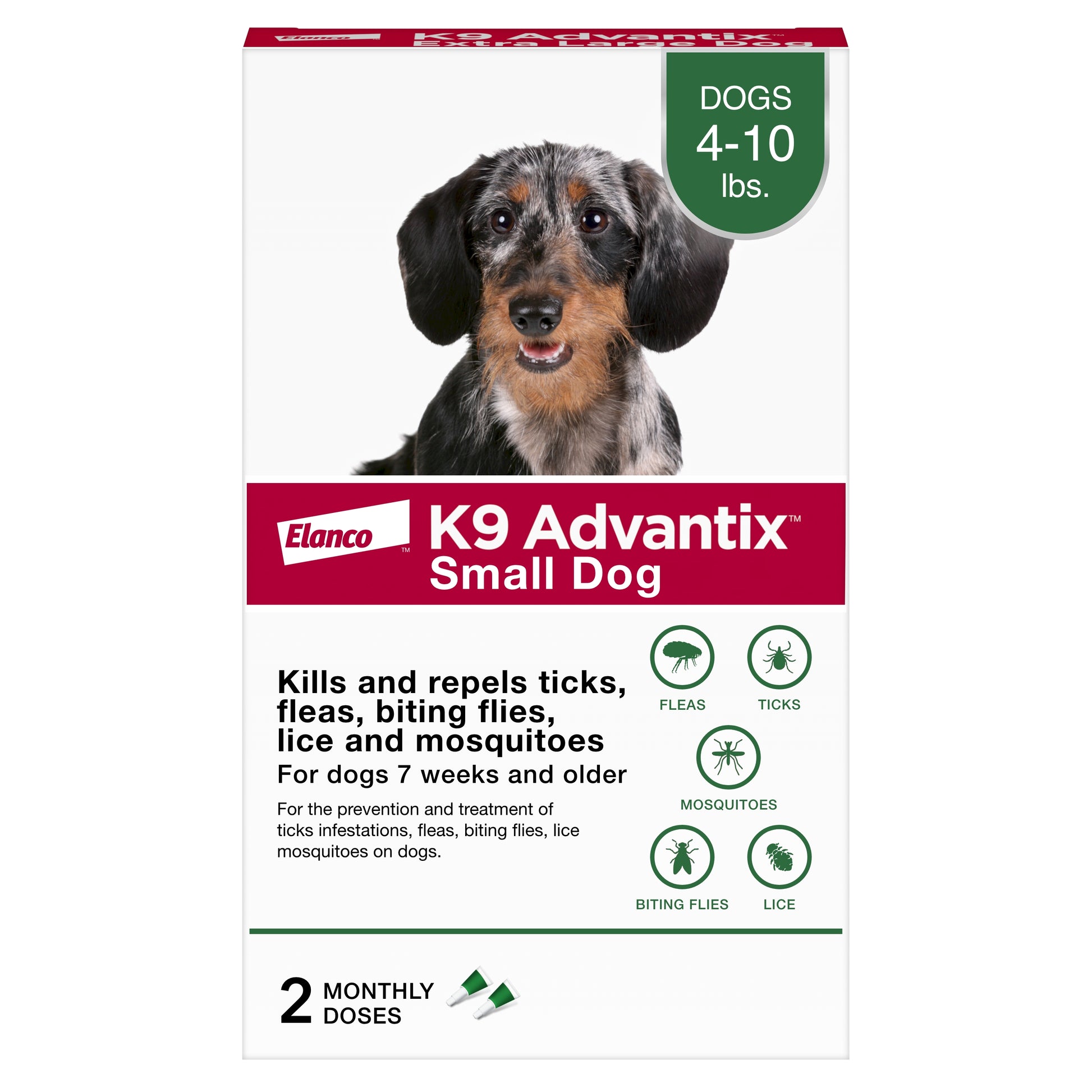 Elanco K9 Advantix Topical Flea & Tick Treatment & Prevention for Dogs 2-Month Supply SmallDogs (4-10 Lbs) 727804566531