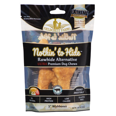 Fieldcrest Farms Nothin' To Hide Ultra Wishbone Dog Treat Beef 5 in, 2 pk 810002633034
