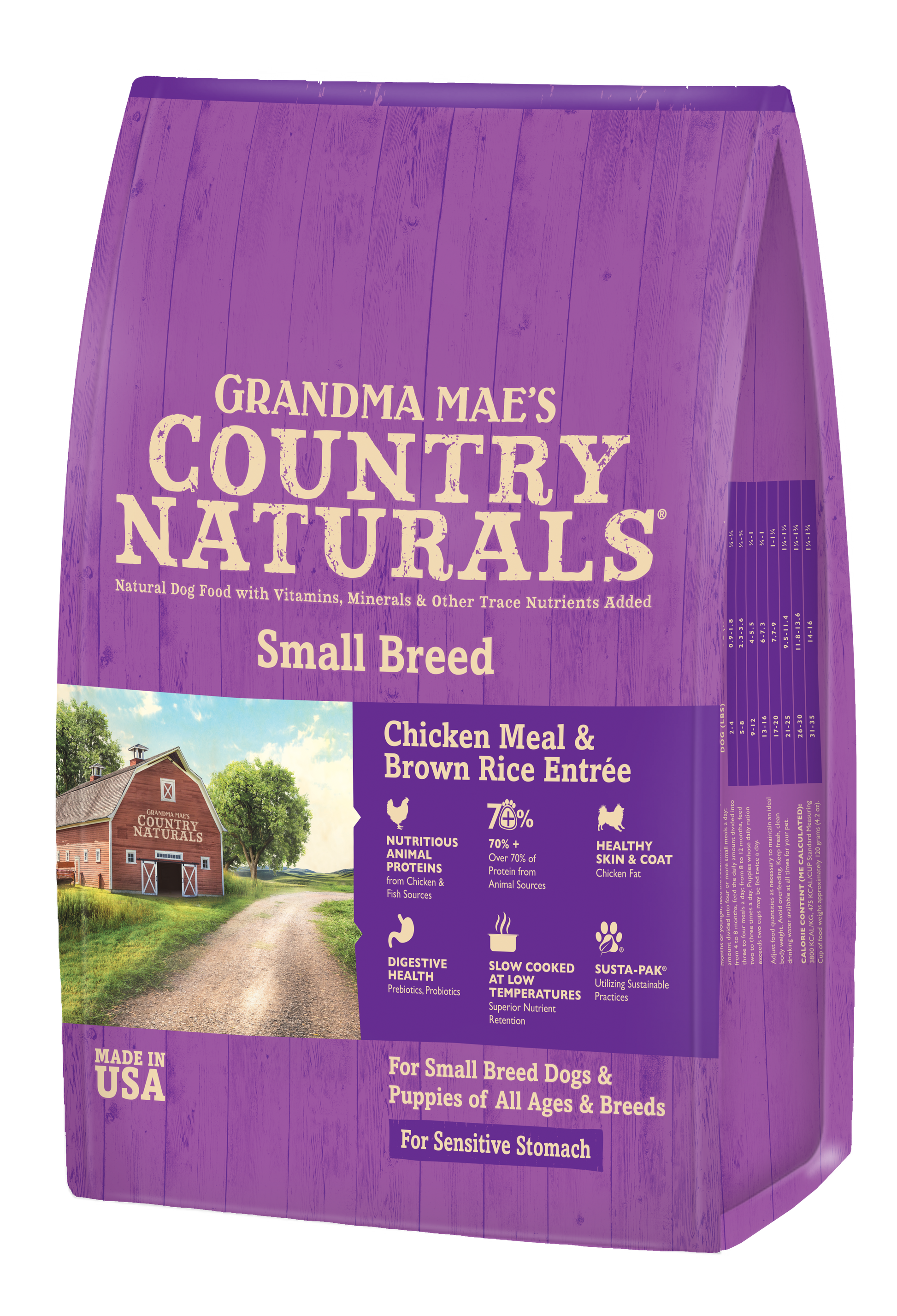 Grandma Mae's Country Naturals Small Breed Sensitive Stomach Dry Dog Food Chicken & Rice 4 lb 850042318225