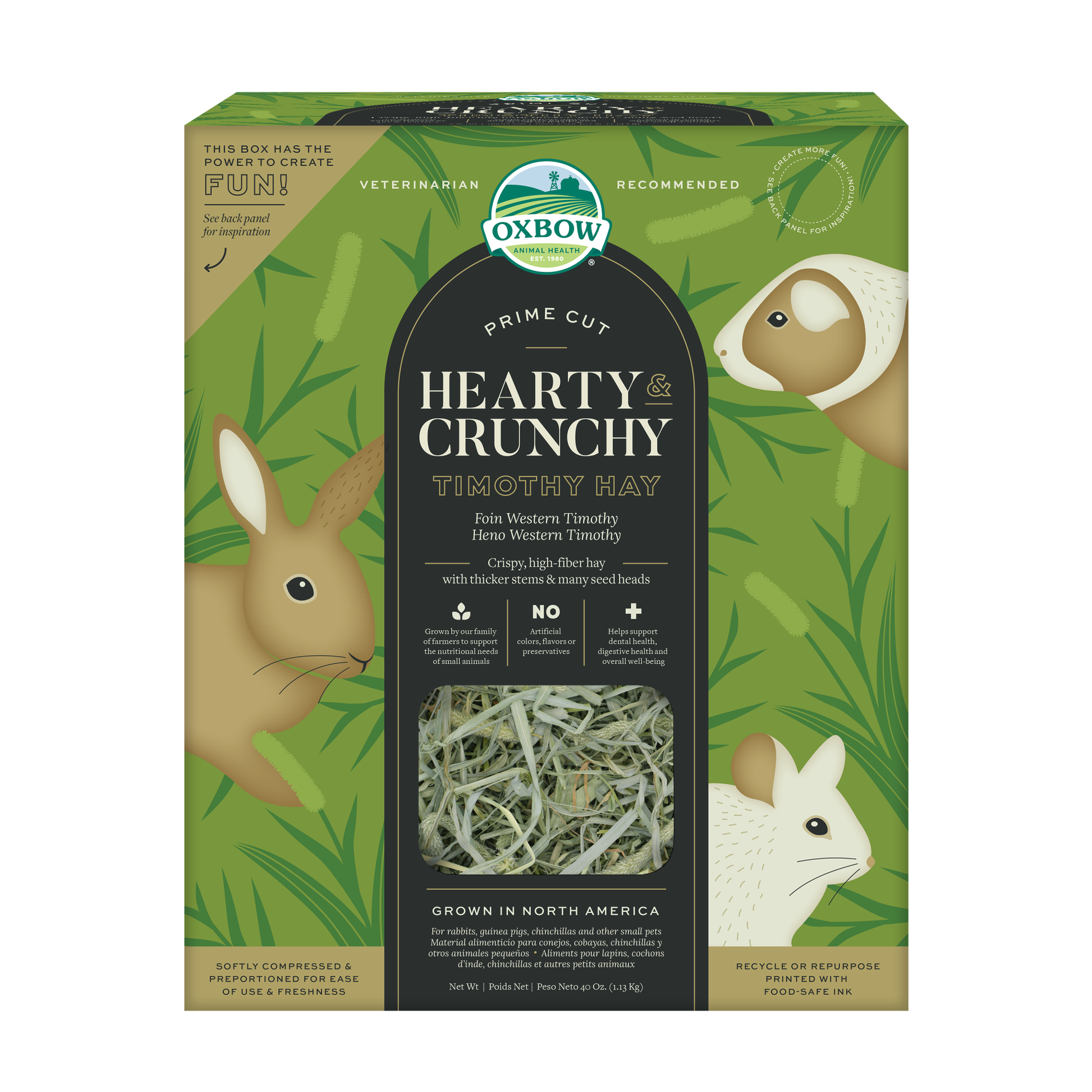 Oxbow Animal Health Prime Cut Hearty & Crunchy Timothy Hay Small Animal Treat 40 oz 744845969213