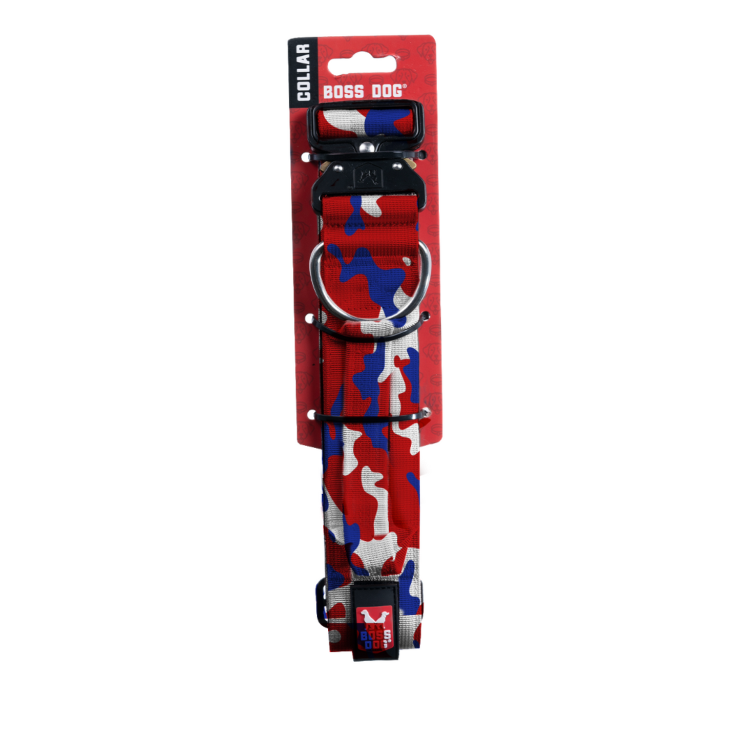 Boss Dog Tactical Adjustable Dog Collar Red, White, & Blue X-Large, 20-28 in 850036272410