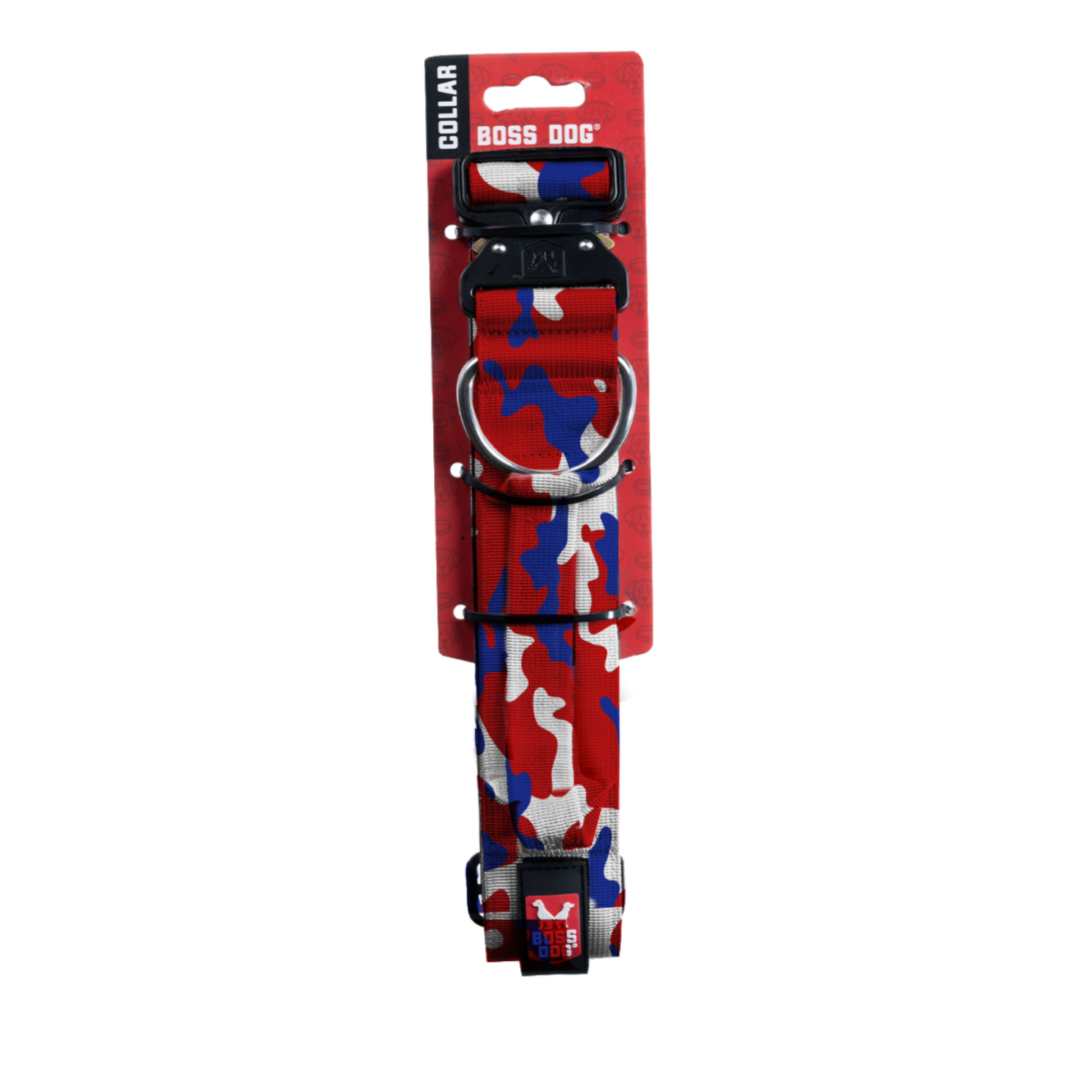 Boss Dog Tactical Adjustable Dog Collar Red, White, & Blue X-Large, 20-28 in 850036272410