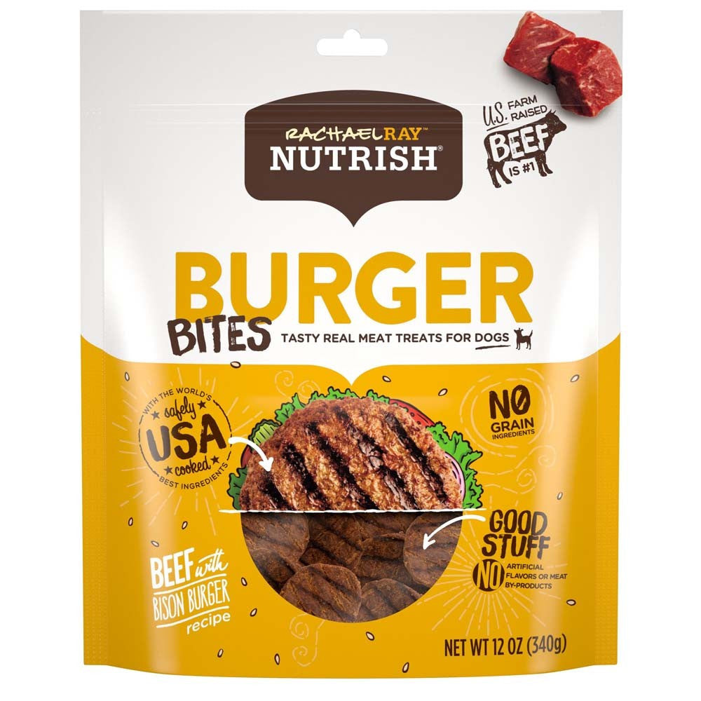 Rachael Ray NUTRISH Burger Bites Dog Treats Beef & Bison 12 oz