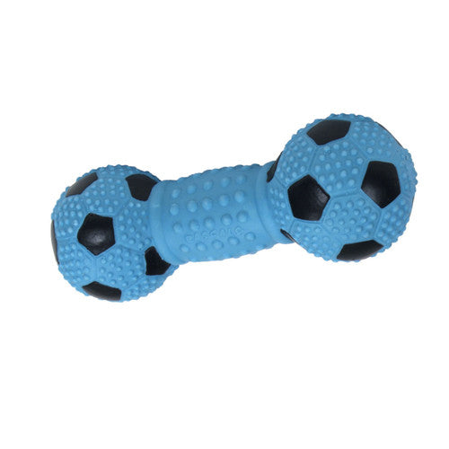 Rascals Latex Soccer Dumbbell Dog Toy Blue Lagoon 5.5