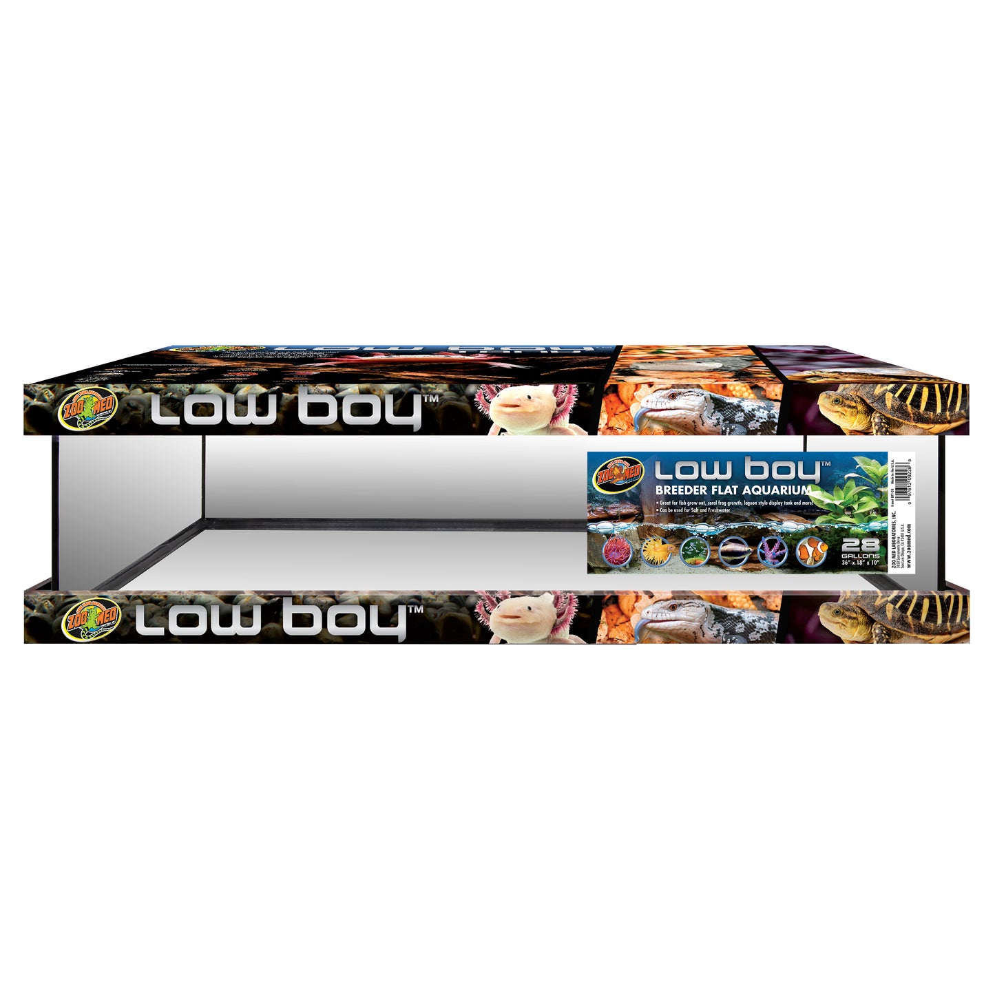 Zoo Med Low Boy Breeder Flat Aquarium 28 gal, 36In X 18In X 10 in 097612092288
