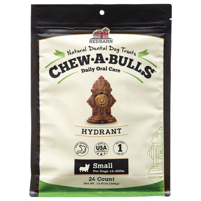 Redbarn Chew-A-Bulls Dental Dog Treat Hydrant 24pk SM