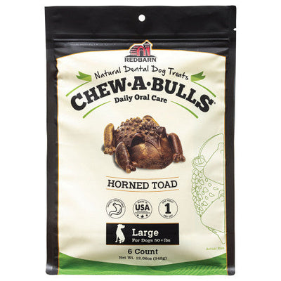 Redbarn Chew - A - Bulls Dental Dog Treat Toad 6pk LG
