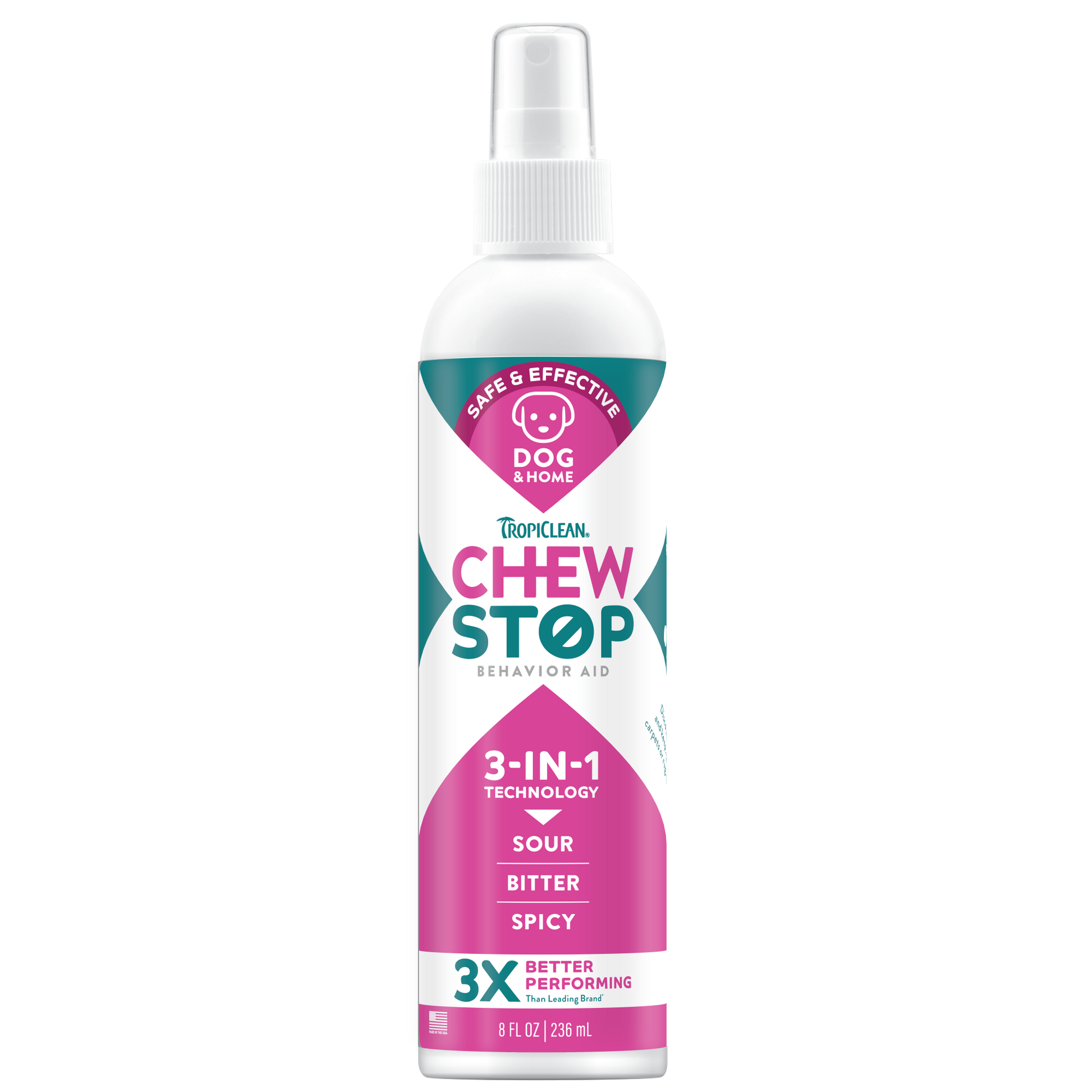 TropiClean Chew Stop Behavior Aid Dog and Home Spray 8 oz 645095007703