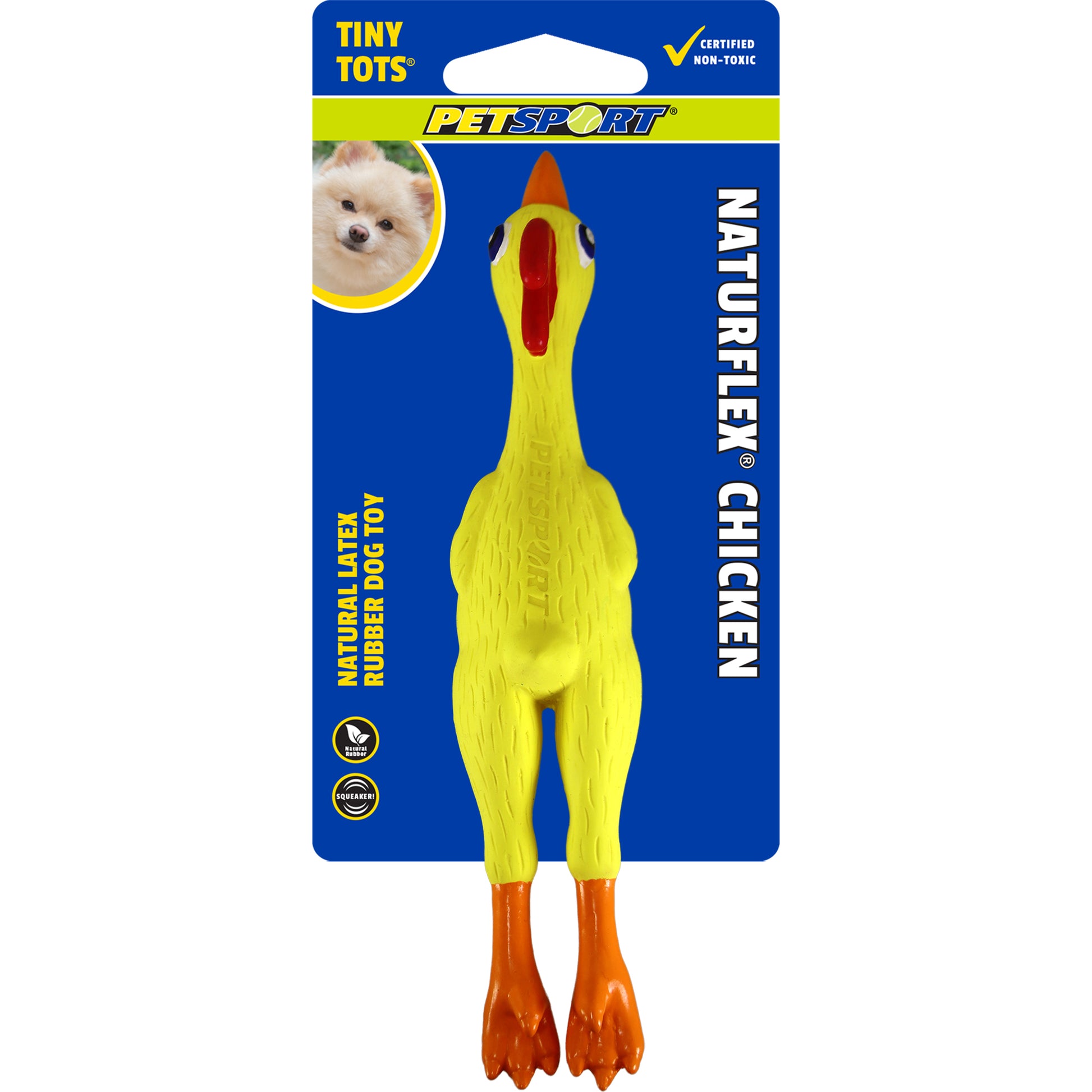 Petsport USA NaturFlex Natural Latex Rubber Dog Toy Chicken 6 in, Tiny Tot 713080180509