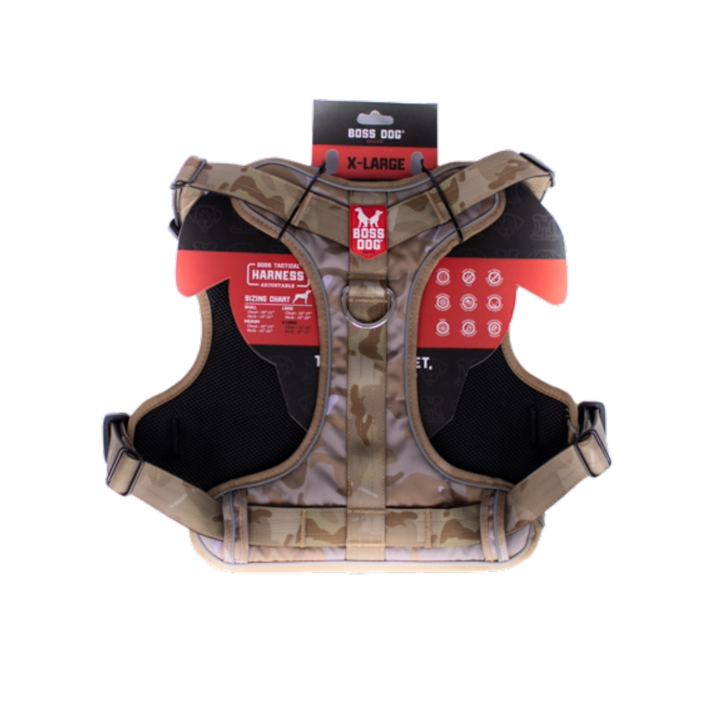 Boss Dog Tactical Dog Harness Tan Camo X-Large 850030579553