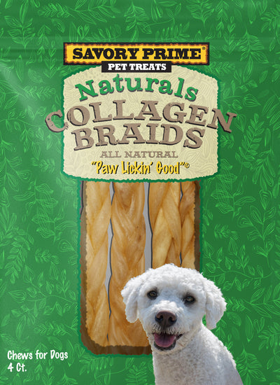 Savory Prime Naturals Collagen Braids Dog Chews 6 in, 4 ct 810359003290