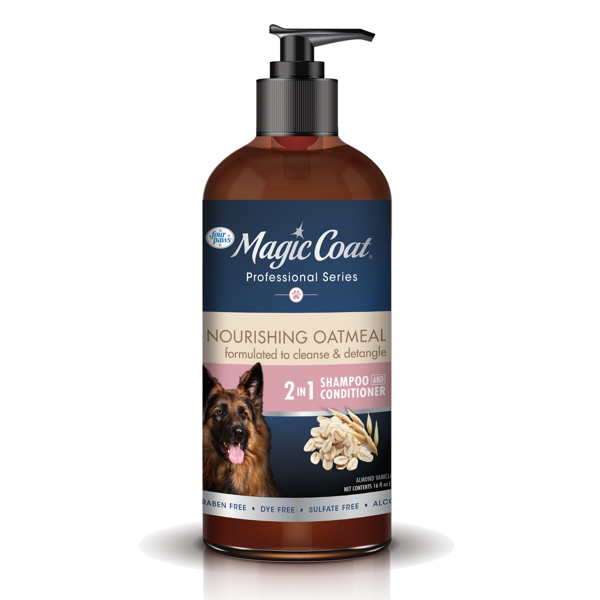 Four Paws Magic Coat Professional Series Nourishing Oatmeal 2-in-1 Detangling Dog Shampoo and Conditioner Almond Vanilla 16 oz (1 ct) 045663976033