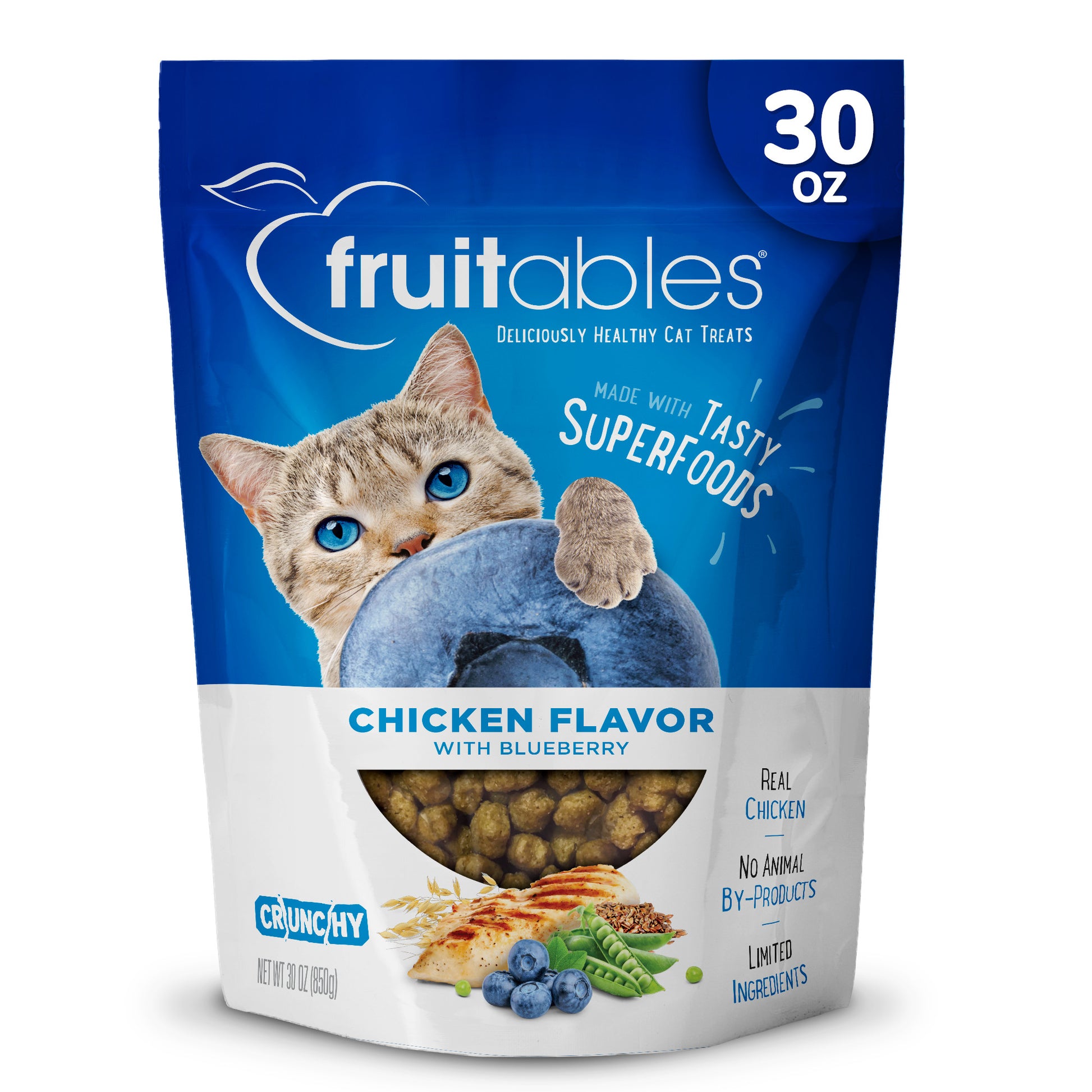 Fruitables Limited Ingredient Crunchy Cat Treats Chicken w/Blueberry 30 oz 686960001013