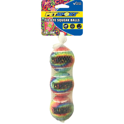 Petsport USA Tie Dye Squeak Ball Dog Toy 1.8 in, 3 pk 713080703456