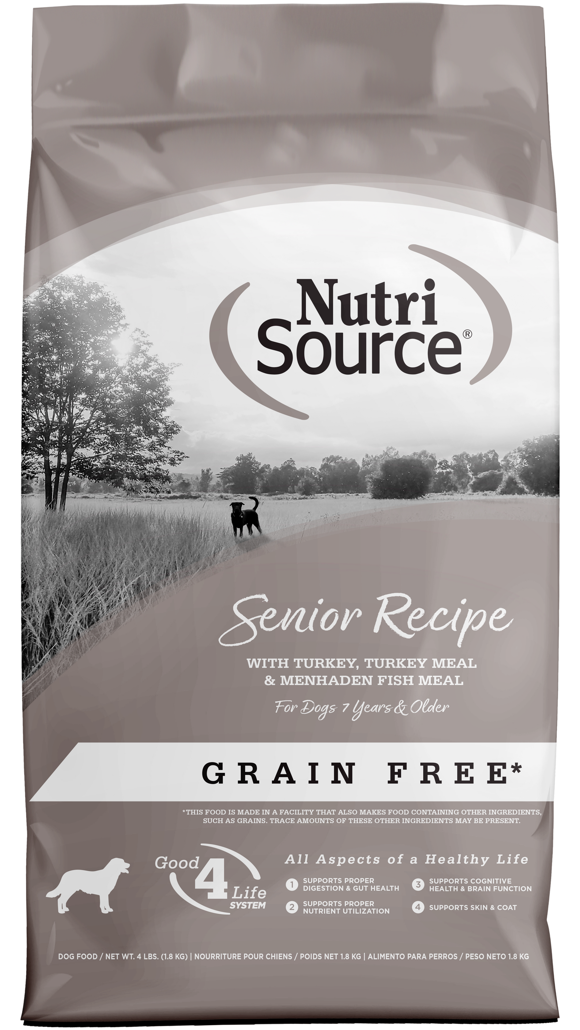 NutriSource Senior Grain Free Dry Dog Food Turkey 4 lb 073893299585