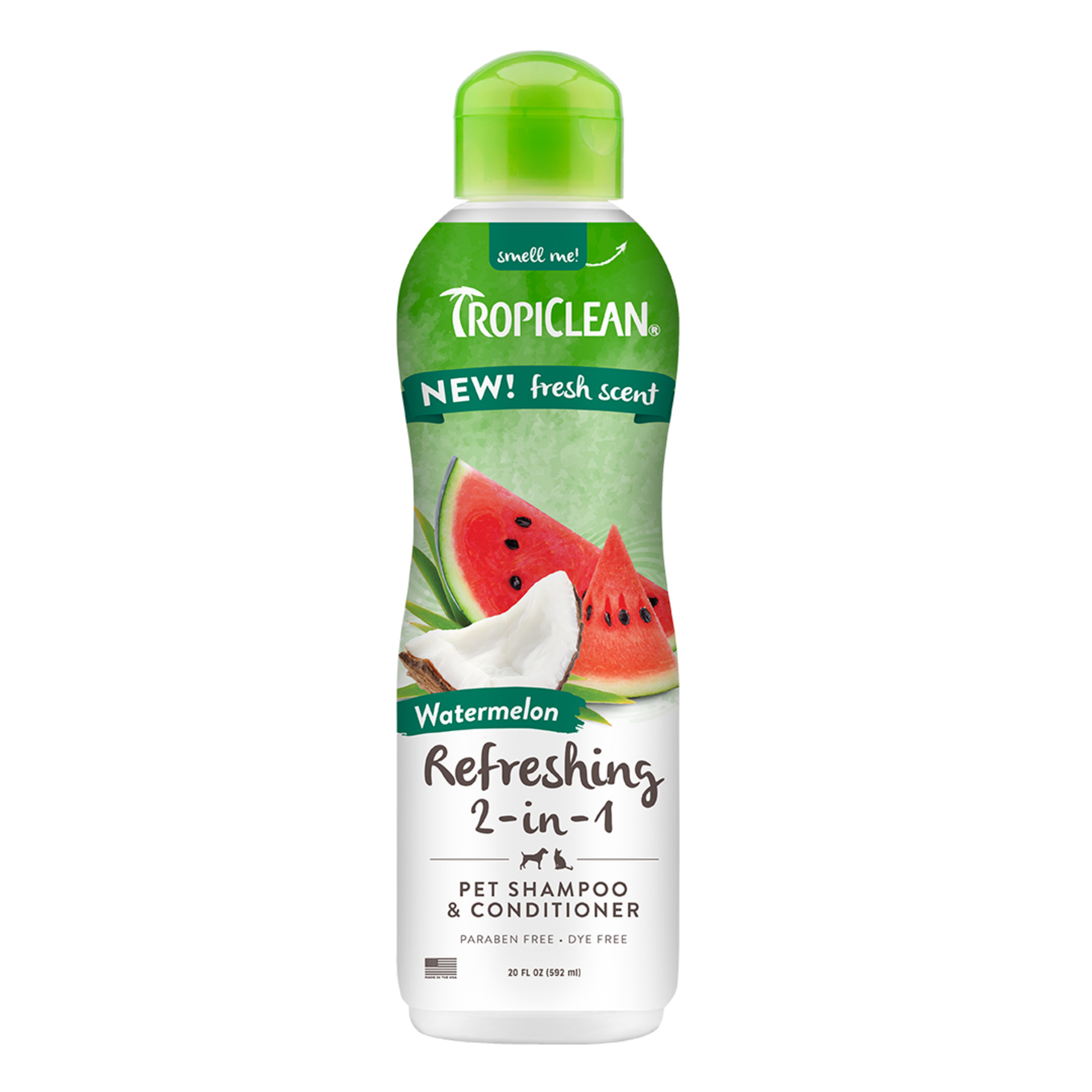 TropiClean Refreshing 2-in-1 Pet Shampoo and Conditioner Watermelon 20 oz 645095006133