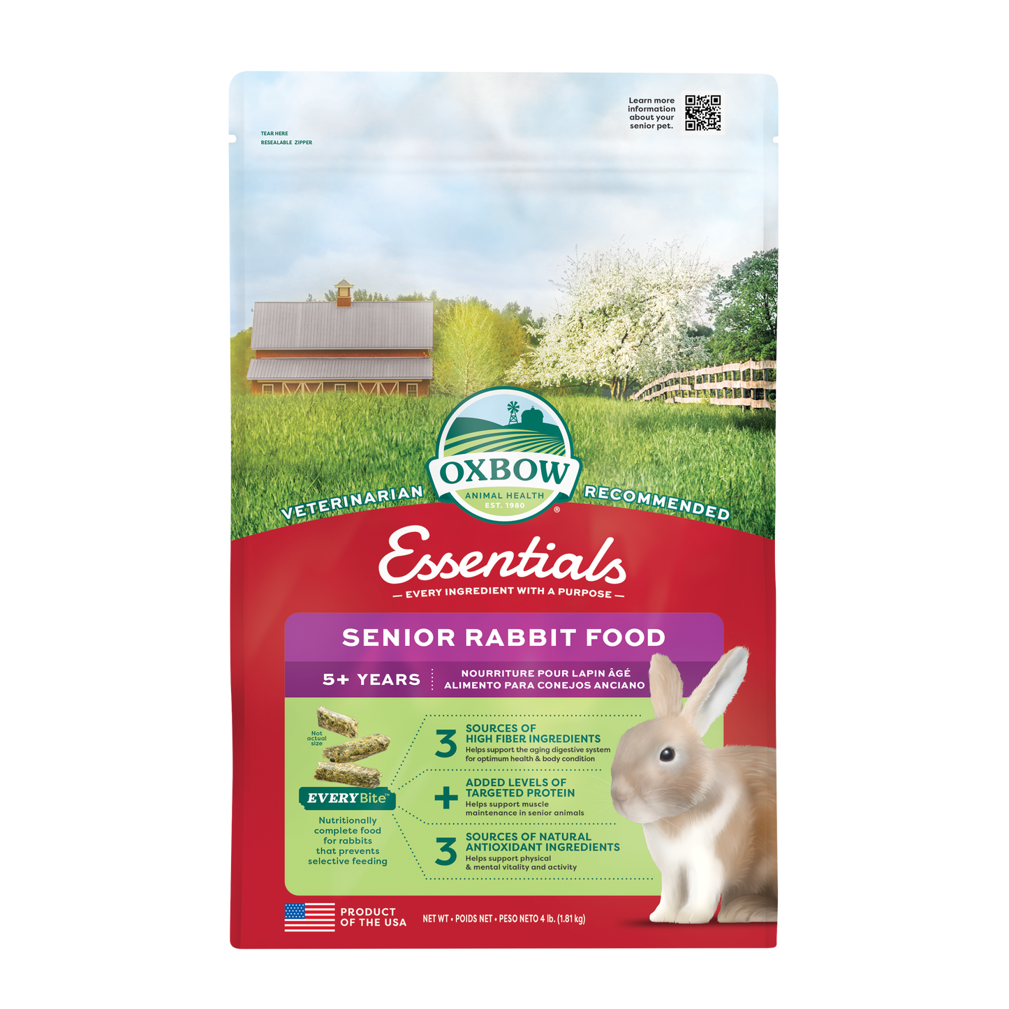 Oxbow Animal Health Essentials Senior Rabbit Food 4 lb 744845968025