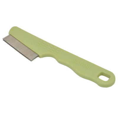 Safari Dog Double Row Flea Combs with Handle Green