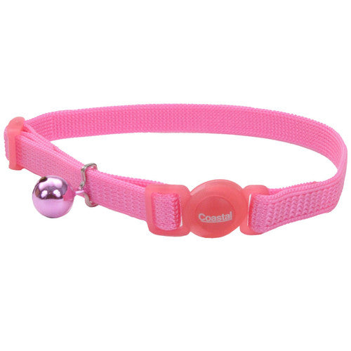Safe Cat Adjustable Snag - Proof Nylon Breakaway Collar Bright Pink 3/8 in x 8 - 12