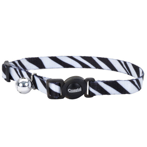 Safe Cat Fashion Adjustable Breakaway Collar Zebra Black White 3/8 in x 8 - 12