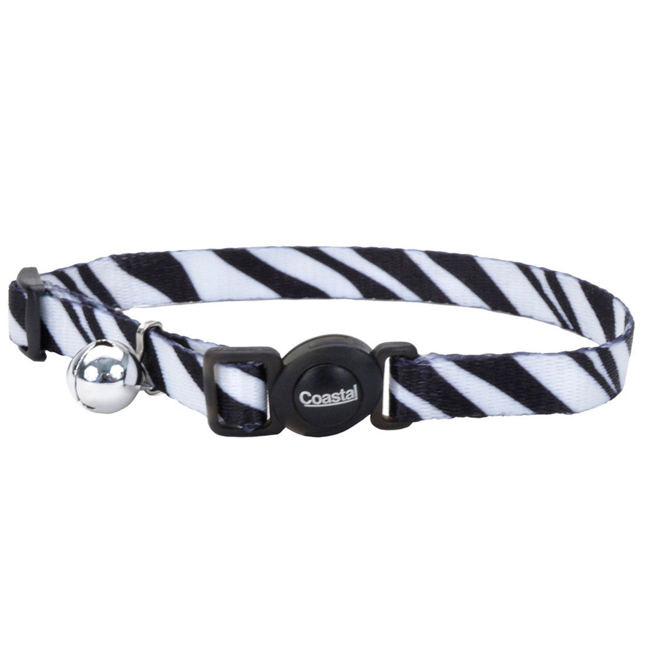 Safe Cat Fashion Adjustable Breakaway Cat Collar Zebra Black, White 3/8 in x 8-12 in
