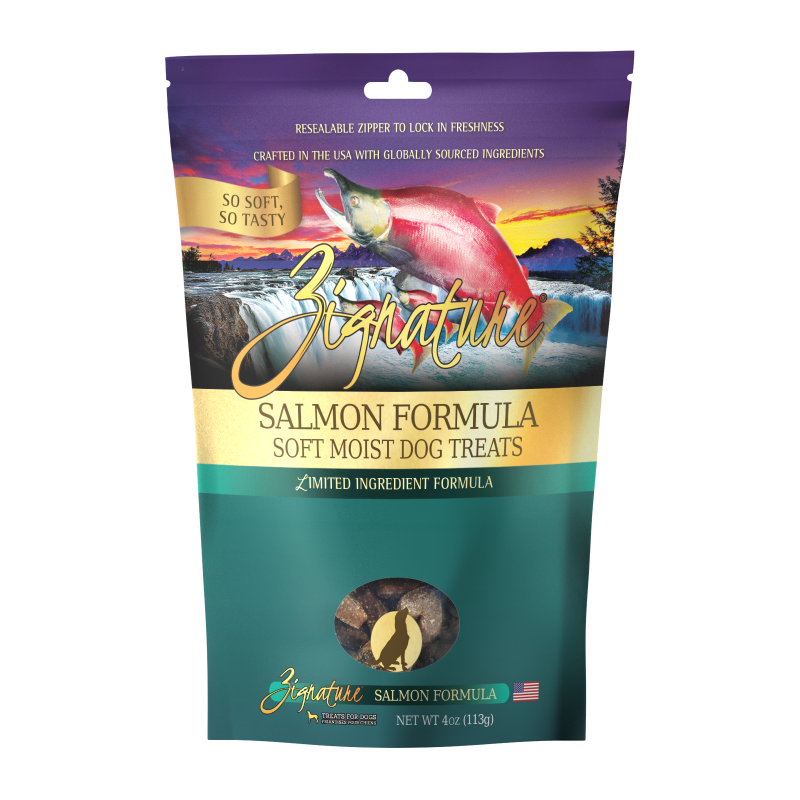 Zignature Salmon Soft Moist Treats For Dog 4 oz
