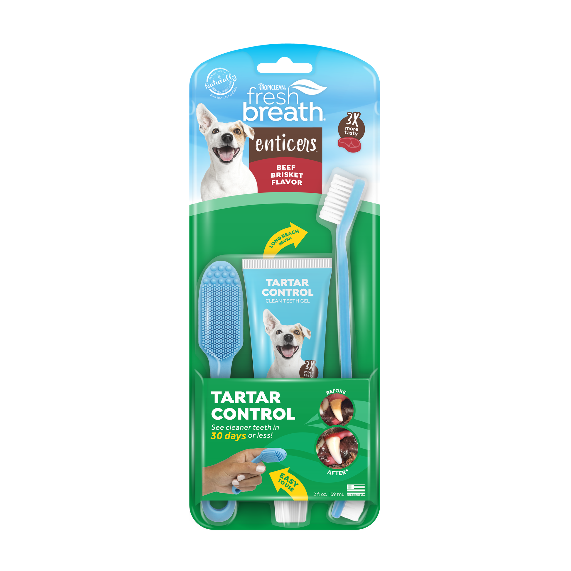 TropiClean Fresh Breath Enticers Tarter Control Kit Smoked Beef Brisket 2 oz 645095006393