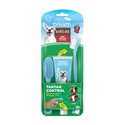 TropiClean Fresh Breath Enticers Tarter Control Kit Smoked Beef Brisket 2 oz 645095006393
