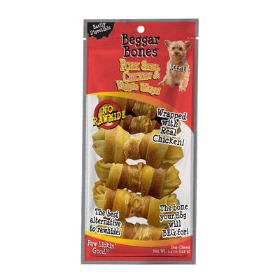 Savory Prime Beggar Bones Pork Skin, Chicken & Veggie Wraps Dog Treats SM 7 pk