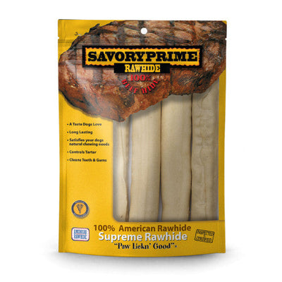 Savory Prime Supreme Rawhide Retriever Roll Natural 10 in 4 pk - Dog