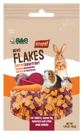 A & E Cages Vitapol Menu Flakes Carrot & Beetroot Small Animal Treats 4.4 oz 644472991529