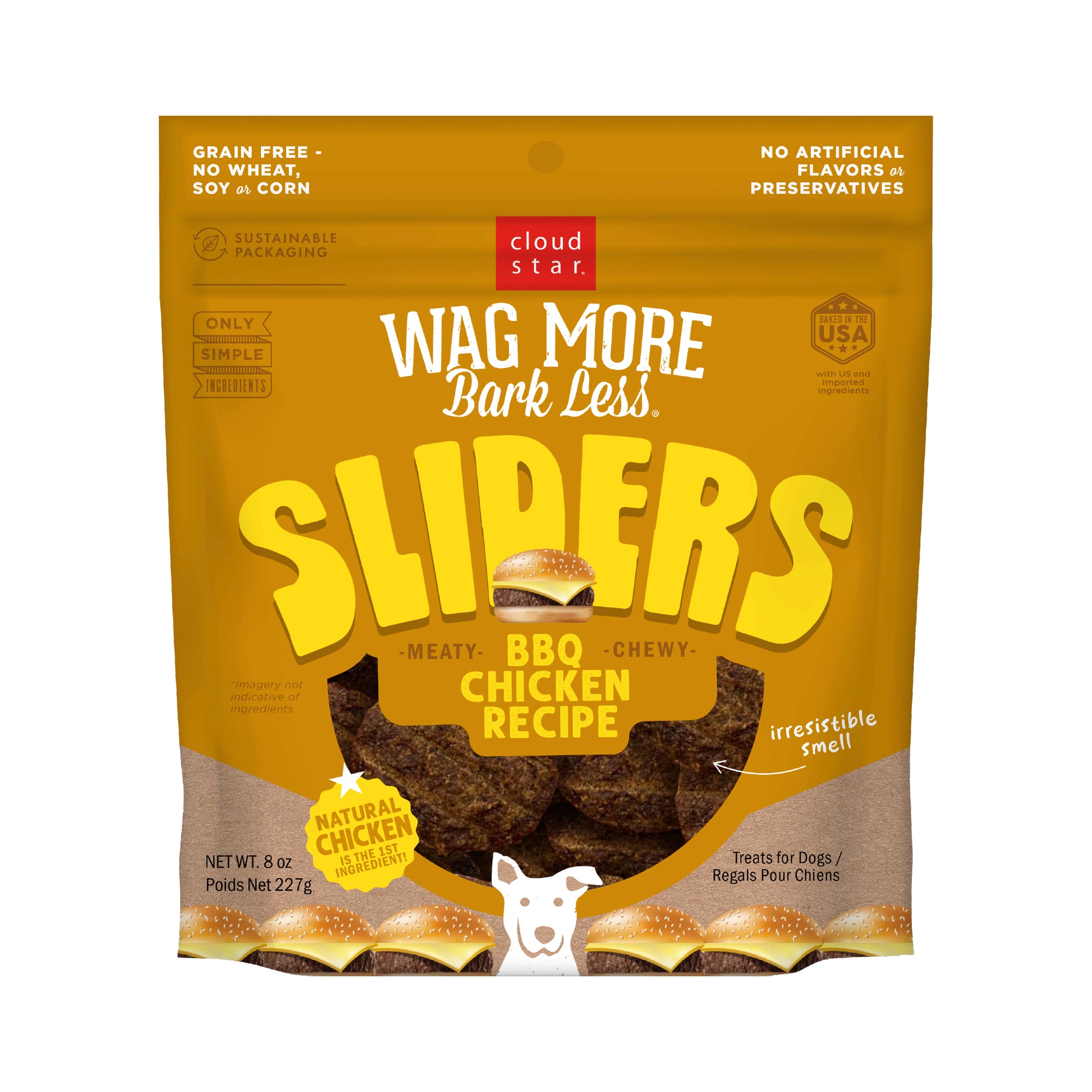 Wag More Bark Less Sliders Dog Treat BBQ Chicken 8 oz 693804225191