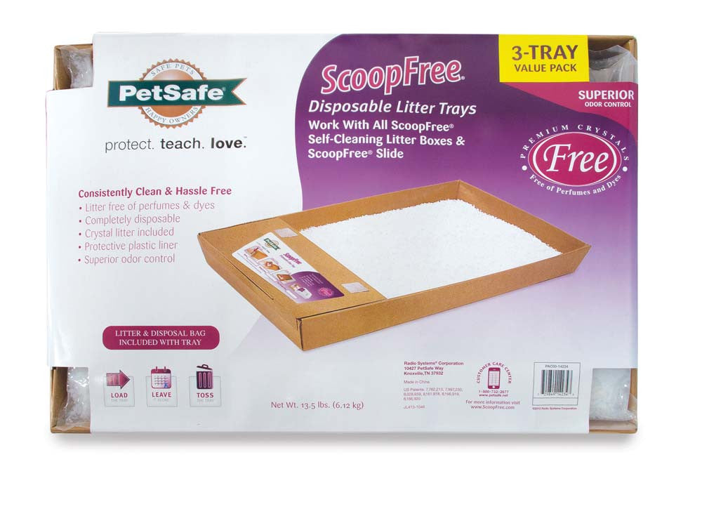 ScoopFree Sensitive Crystal Cat Litter Trays White, Clear 3 Pack