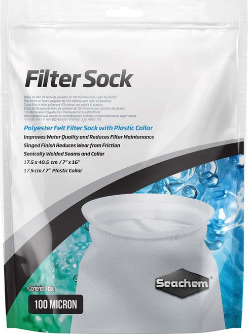 Seachem Filter Sock with Plastic Collar White 7in X 16in LG - Aquarium